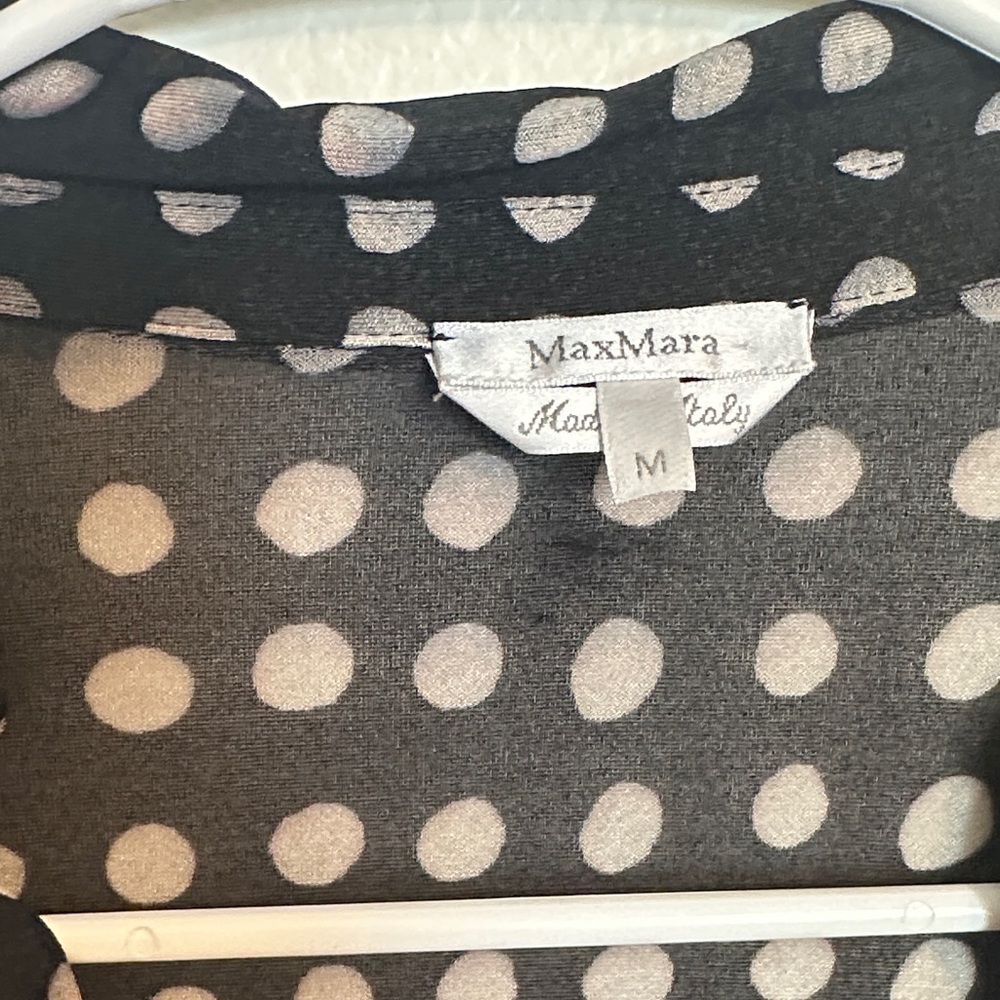 Max Mara Size M Polka Dot Black Blouse - Picture 2 of 6